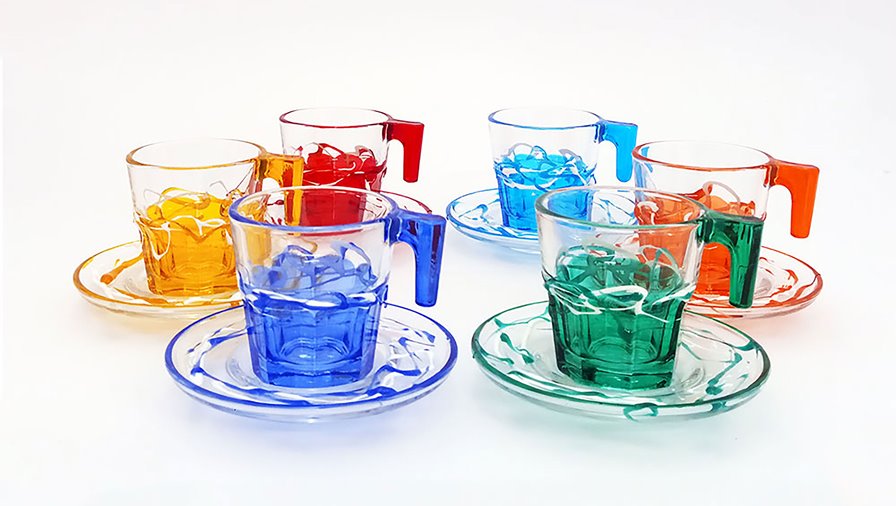 Set 6 tazzine caffè con piattini Serie Jazz Casablanca monocolore