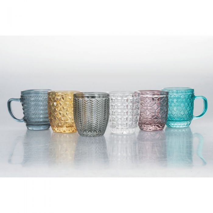 Set 6 tazzine caffè in vetro colorato, Geometrie