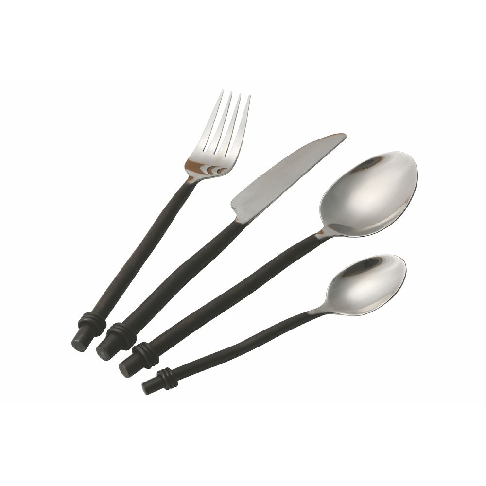 Set 24 posate in acciaio lucido, Black Materia