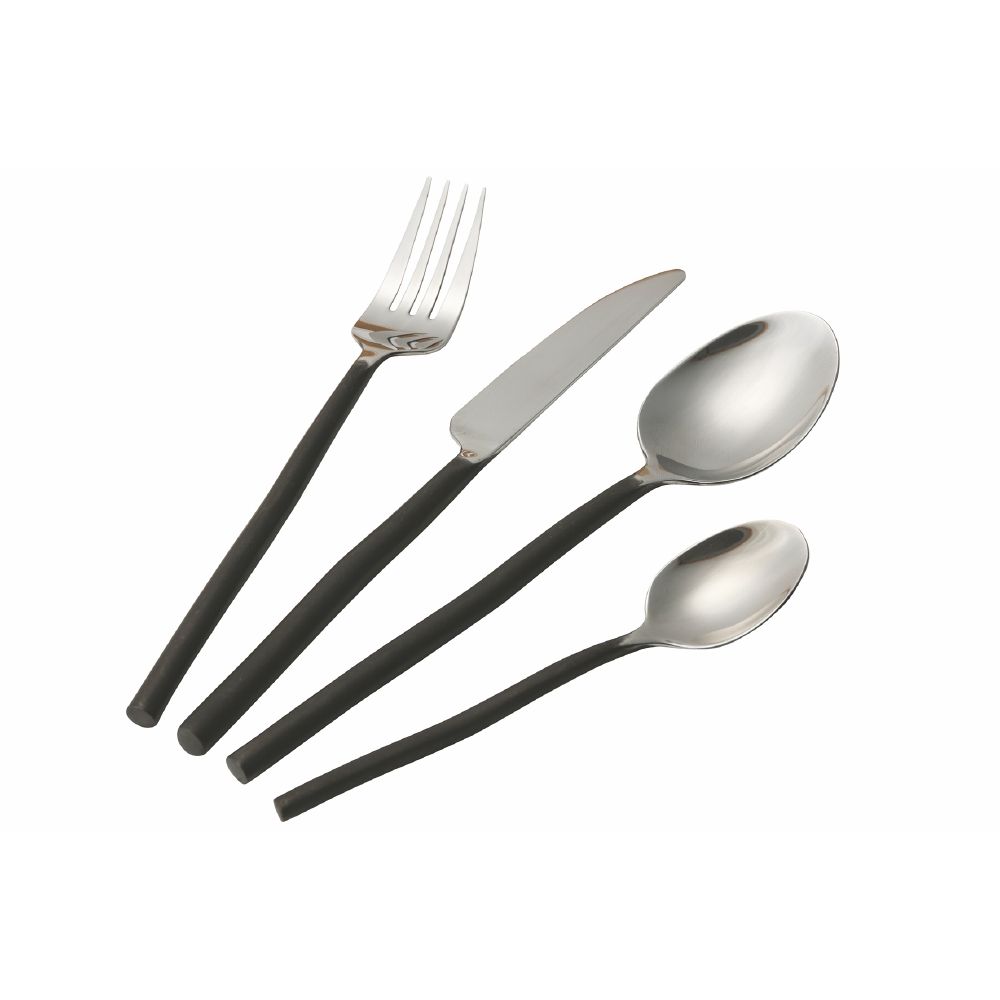 Set 24 posate in acciaio lucido, Black Materia