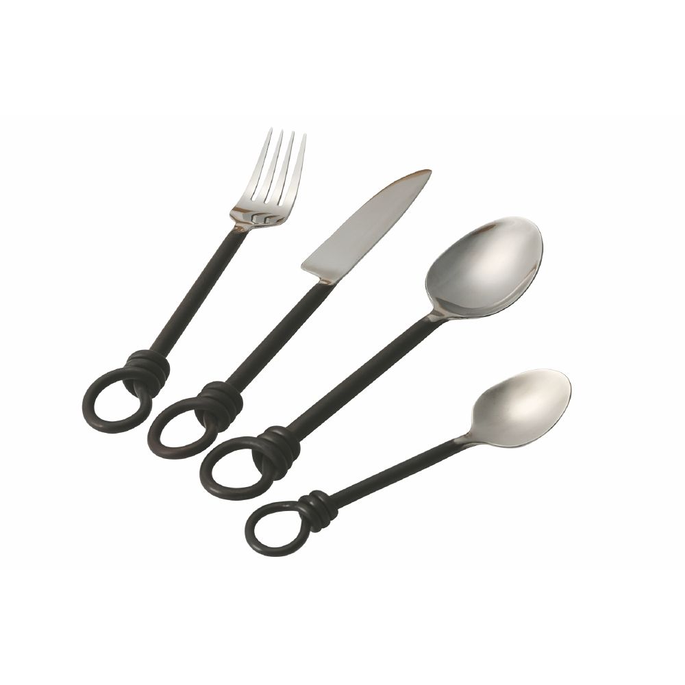 Set 24 posate in acciaio lucido, Black Materia