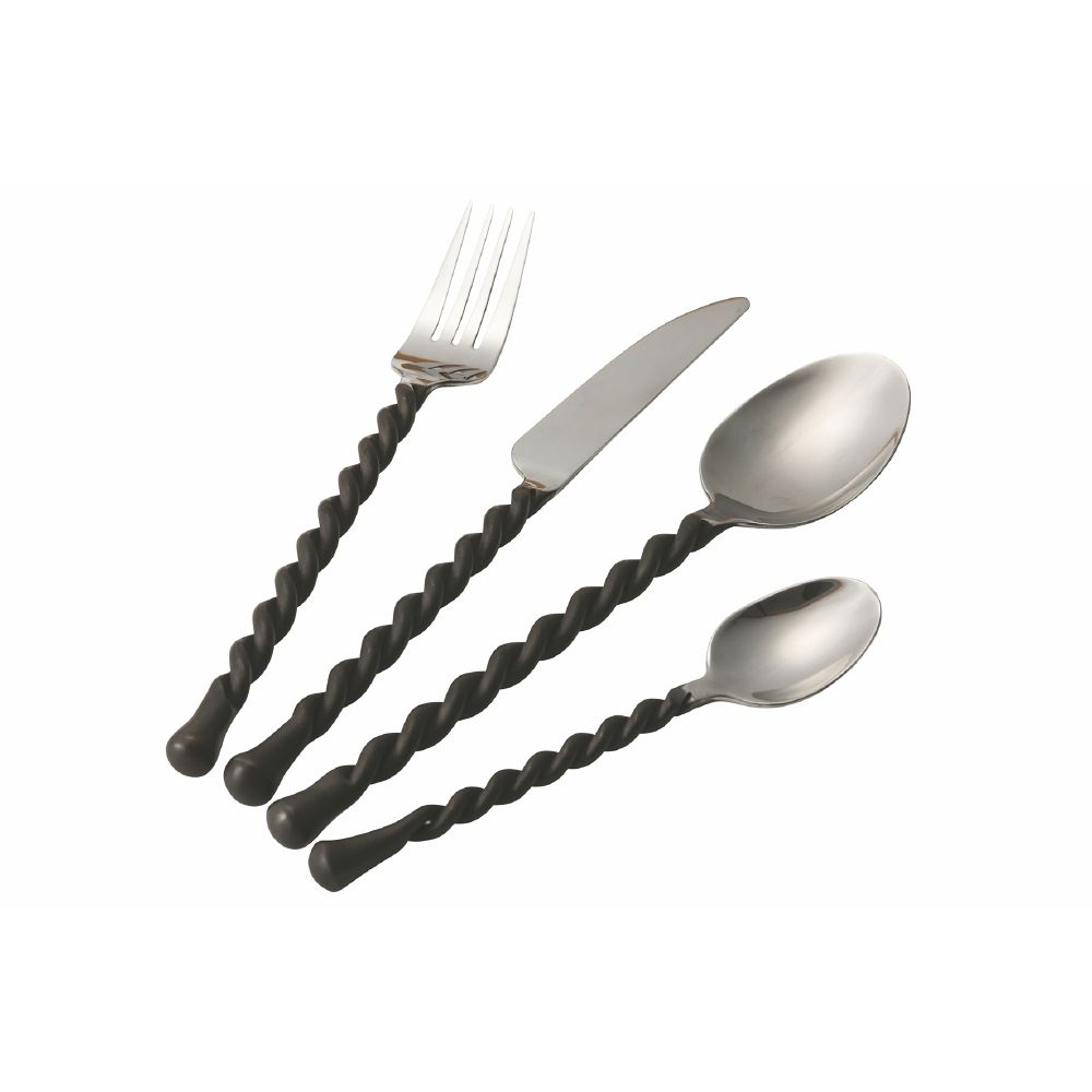 Set 24 posate in acciaio lucido, Black Materia