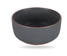 Piatto fondo in gres grigio con bordo effetto in terracotta  Serie Copenaghen