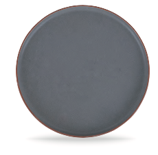 Piatto piano in gres grigio con bordo effetto in terracotta  Serie Copenaghen