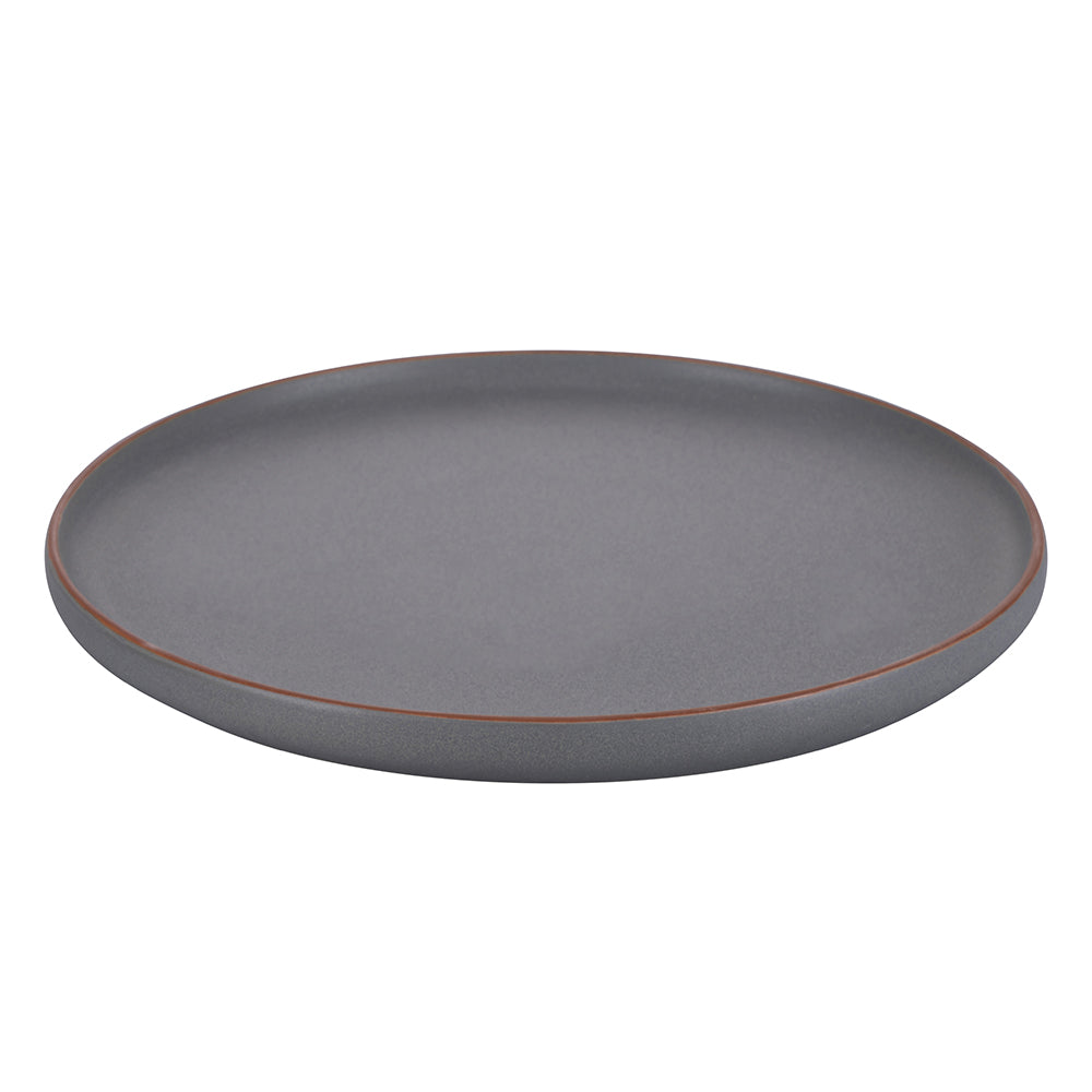 Piatto frutta in gres grigio con bordo effetto in terracotta  Serie Copenaghen
