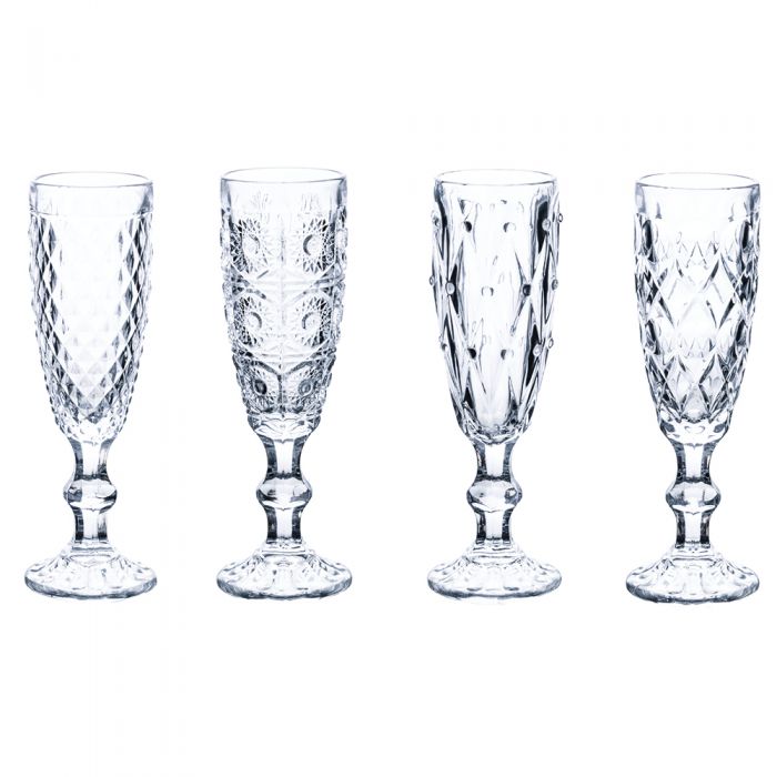 Set 4 flute 130 ml, Geometric