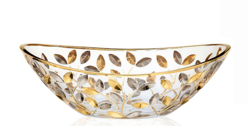 Coppa Ovale Oro-Platino Laurus L 34x21,5 cm