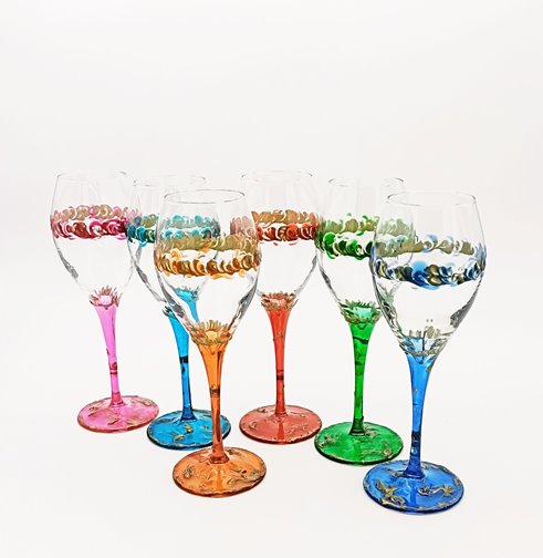 set 6 calici cl.32 monocolore Serie Golden Window