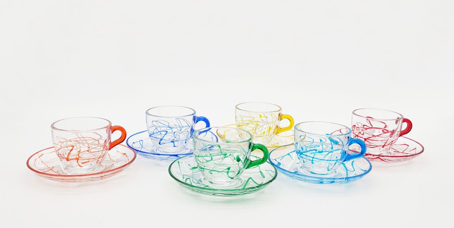 set 6 tazzine caffè con piattini Serie Jazz monocolore